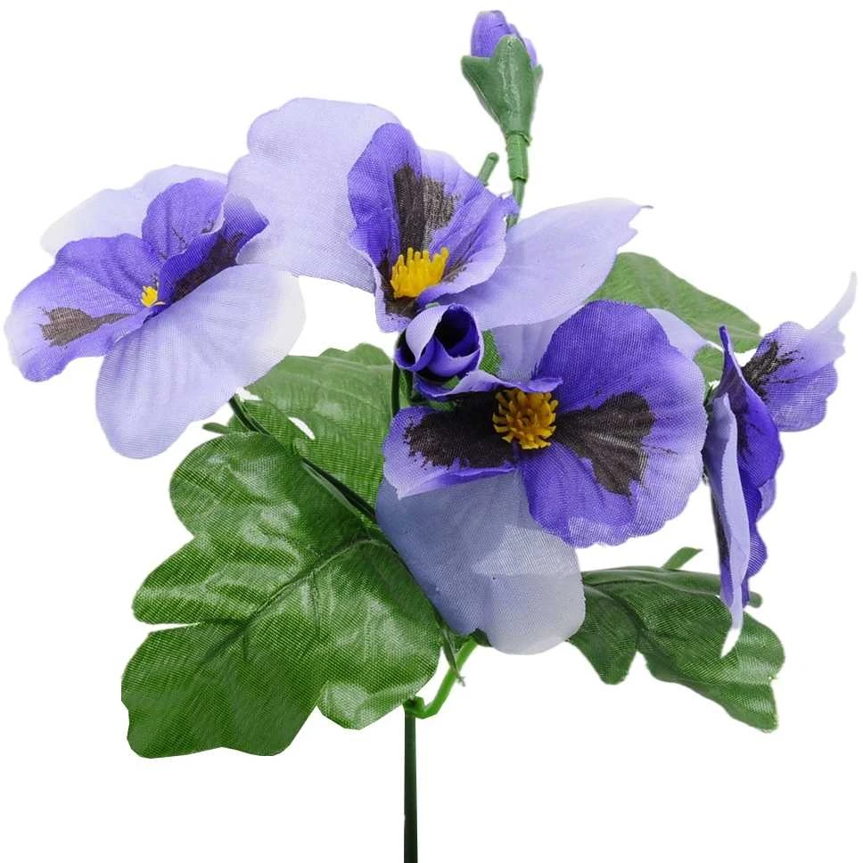 Dirbtinė našlaičių puokštė, 21 cm - Violetinė