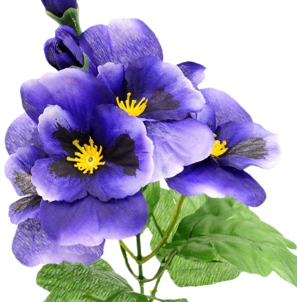 Dirbtinė našlaičių puokštė, 21 cm - Violetinė