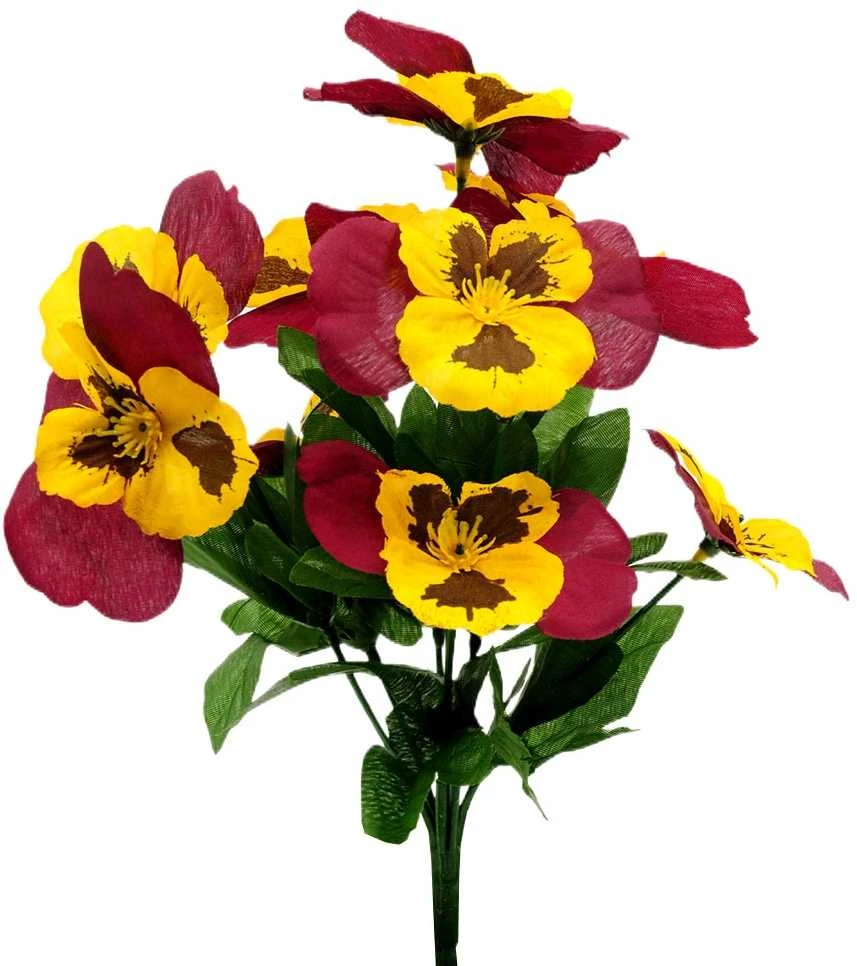Dirbtinė našlaičių puokštė, 30 cm - Bordo