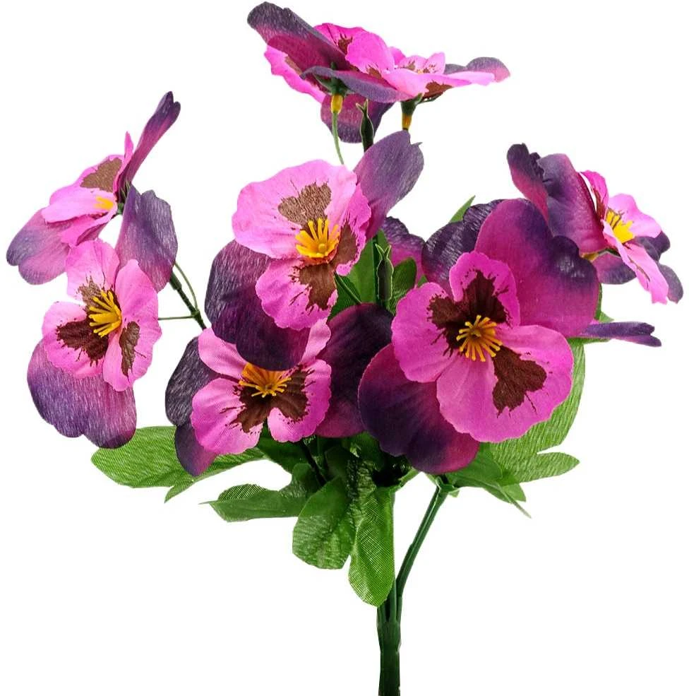 Dirbtinė našlaičių puokštė, 30 cm - Bordo
