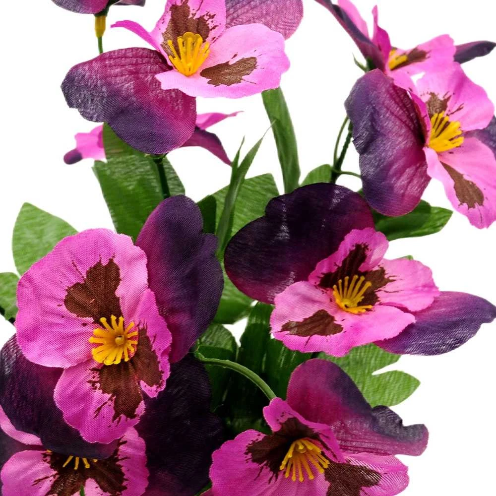 Dirbtinė našlaičių puokštė, 30 cm - Violetinė