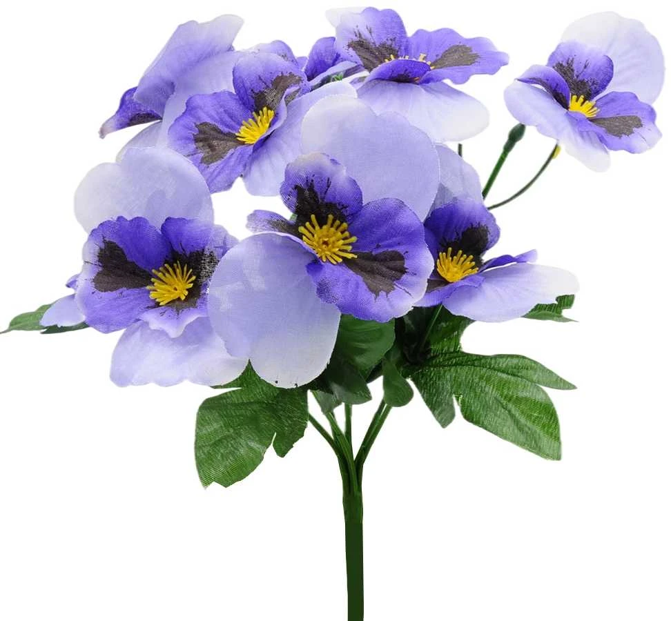 Dirbtinė našlaičių puokštė, 30 cm - Violetinė
