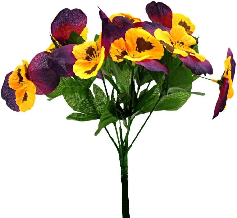 Dirbtinė našlaičių puokštė, 30 cm - Violetinė