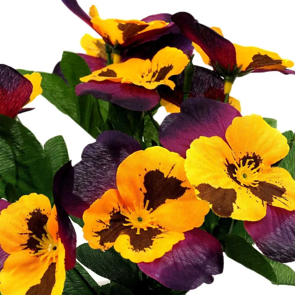 Dirbtinė našlaičių puokštė, 30 cm - Violetinė