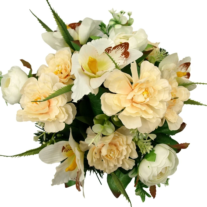 Dirbtinė orchidėjų ir snieguolių puokštė vazone