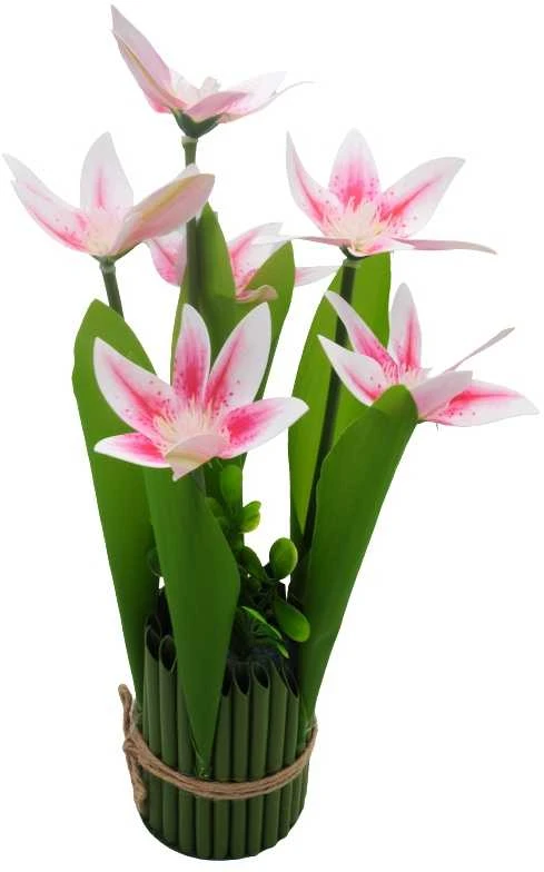 Dirbtinė orchidėjų puokštė, 30 cm - Balta