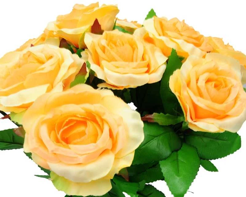 Dirbtinė rožių puokštė, 31 cm - Oranžinė