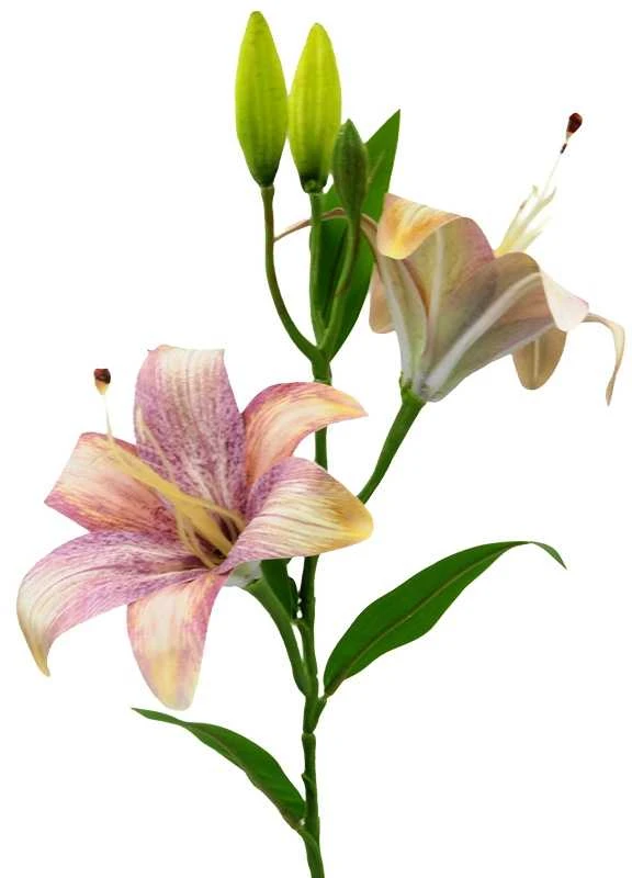 Dirbtinė violetinė lelijų šaka, 65 cm