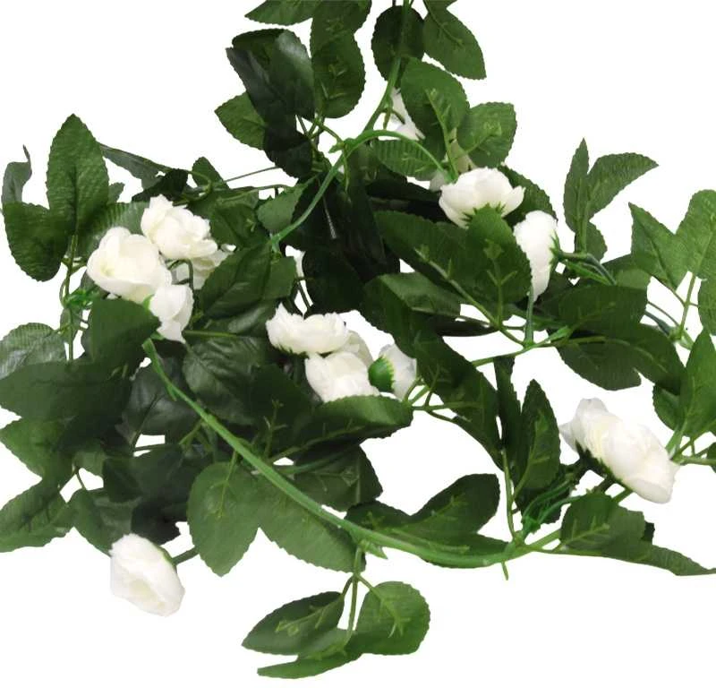 Dirbtinių rožių girlianda, 220 cm - Balta