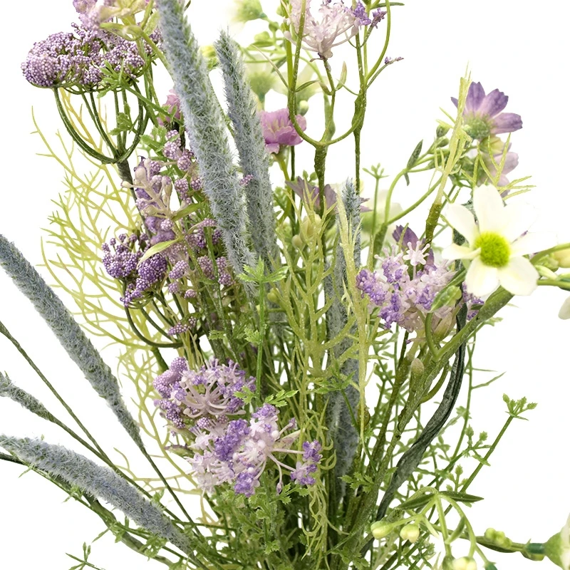 Dirbtinių violetinių lauko gėlių puokštė, 58 cm