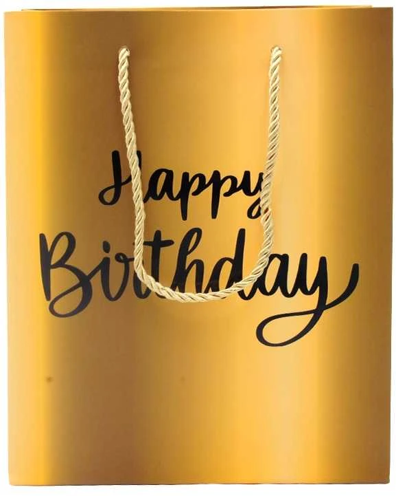 Dovanų maišeliai Happy Birthday, 18x23x10 cm - Balta