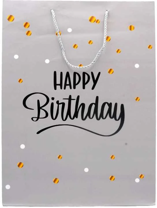 Dovanų maišeliai Happy Birthday, 30x41,5x12 cm - Geltona