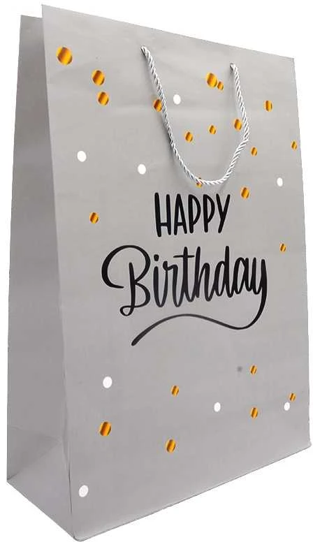 Dovanų maišeliai Happy Birthday, 30x41,5x12 cm - Geltona