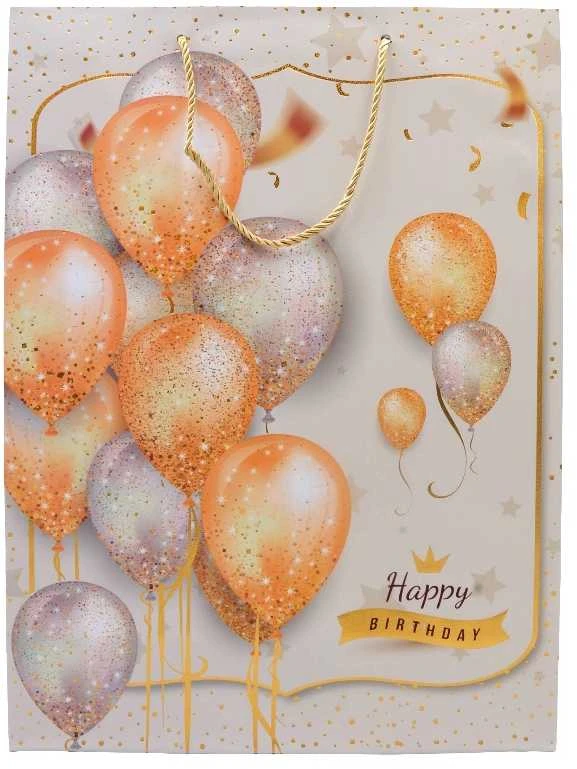 Dovanų maišeliai su balionais Happy Birthday, 30x41,5x12 cm - 3