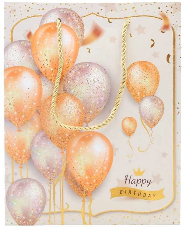 Dovanų maišeliai su balionais Happy Birthday, 26x32x10 cm - 3