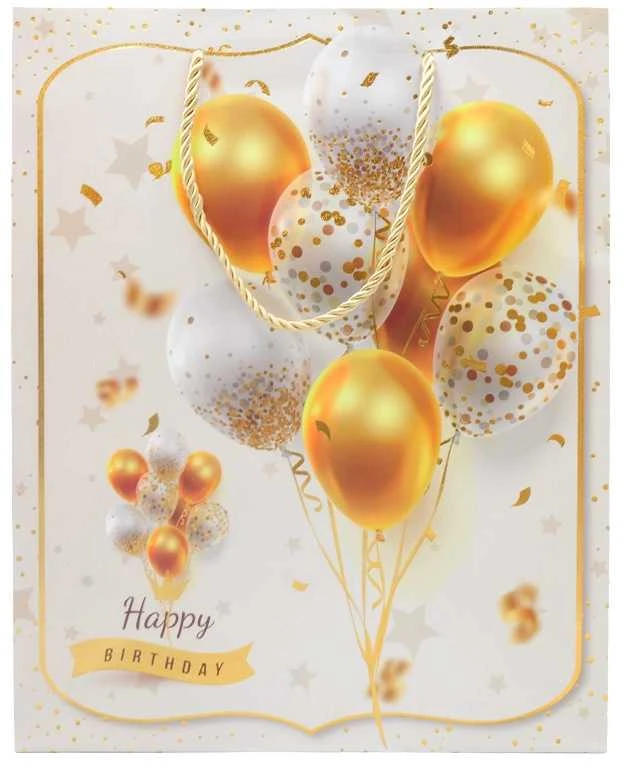 Dovanų maišeliai su balionais Happy Birthday, 26x32x10 cm - 3