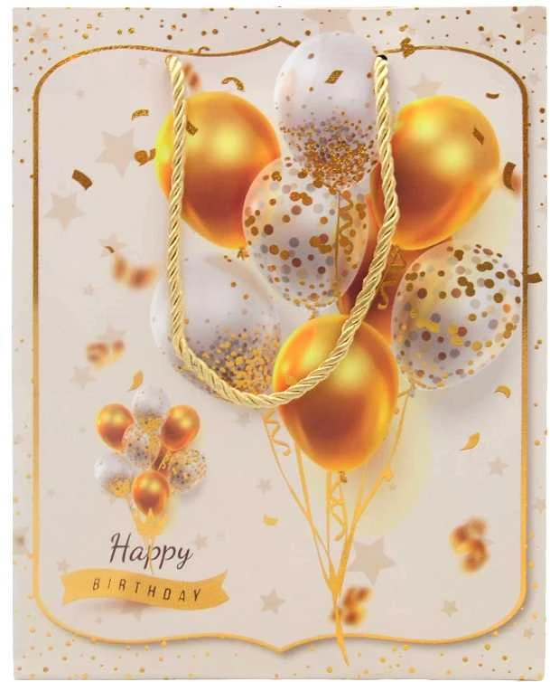 Dovanų maišeliai su balionais Happy Birthday, 18x23x10 cm - 2