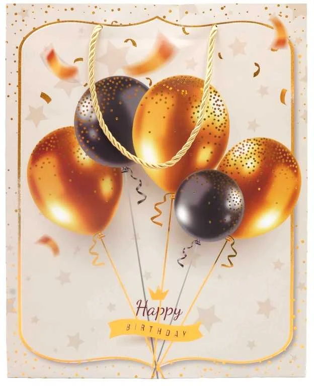 Dovanų maišeliai su balionais Happy Birthday, 26x32x10 cm - 3
