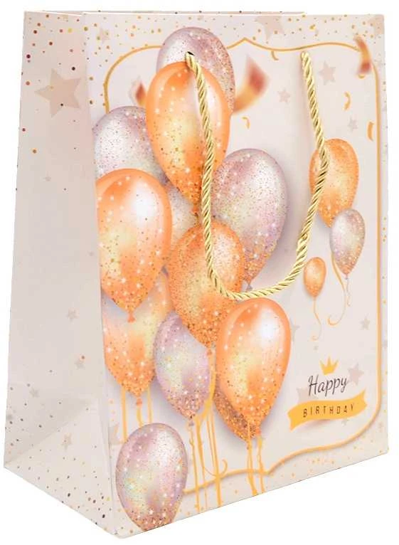 Dovanų maišeliai su balionais Happy Birthday, 18x23x10 cm - 2