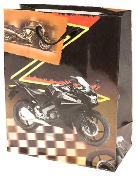Dovanų maišelis su motociklais, 17x15x6 cm - Raudona