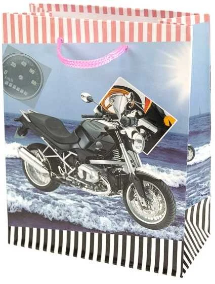 Dovanų maišelis su motociklais, 17x15x6 cm - Raudona