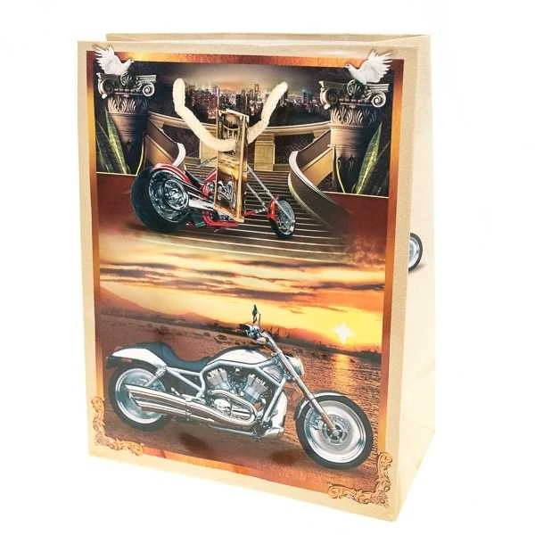 Dovanų maišelis su motociklais, 18x23x9 cm - Raudona