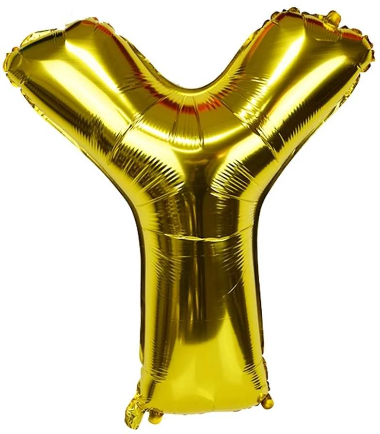 Foliniai auksiniai balionai raidės, 40 cm - T
