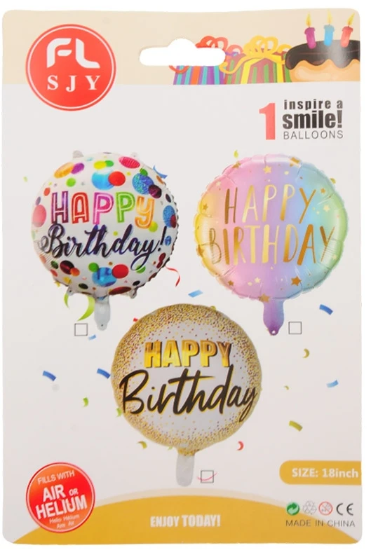 Folinis balionas Happy Birthday, 45 cm