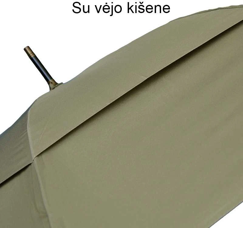 Ilgas pusiau automatinis chaki skėtis su vėjo kišene