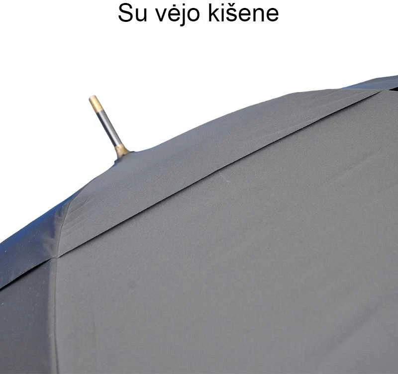 Ilgas pusiau pilkas automatinis skėtis su vėjo kišene