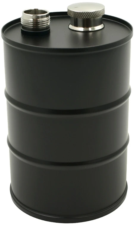 Juoda statinės formos metalinė gertuvė, 600 ml