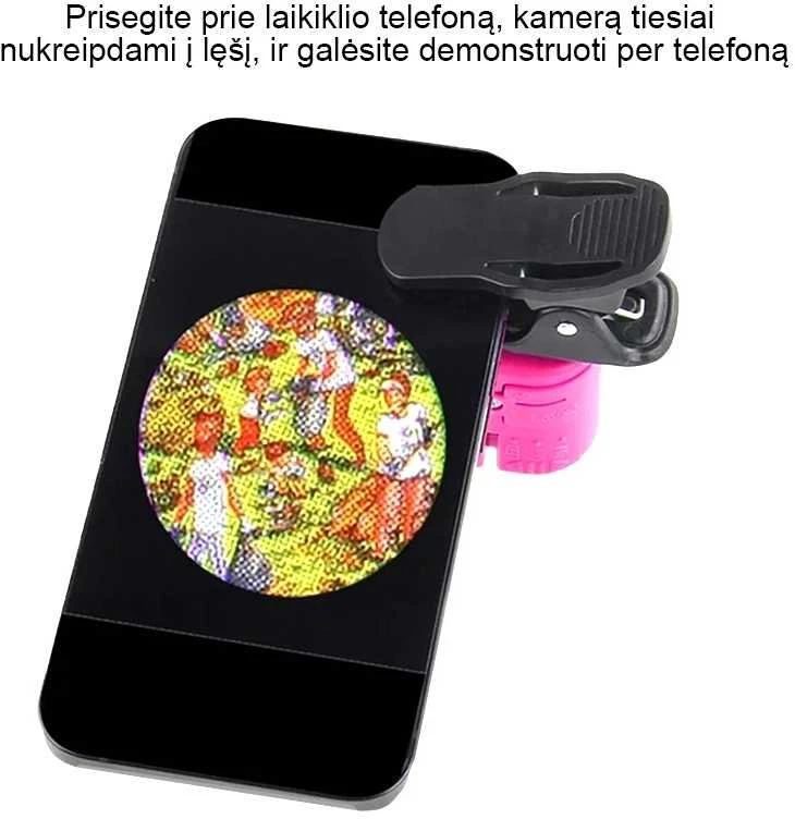 Kišeninis mikroskopas, 60x - Rožinė