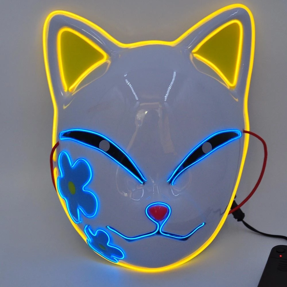 LED šviečianti Katės veido kaukė - Rožinė