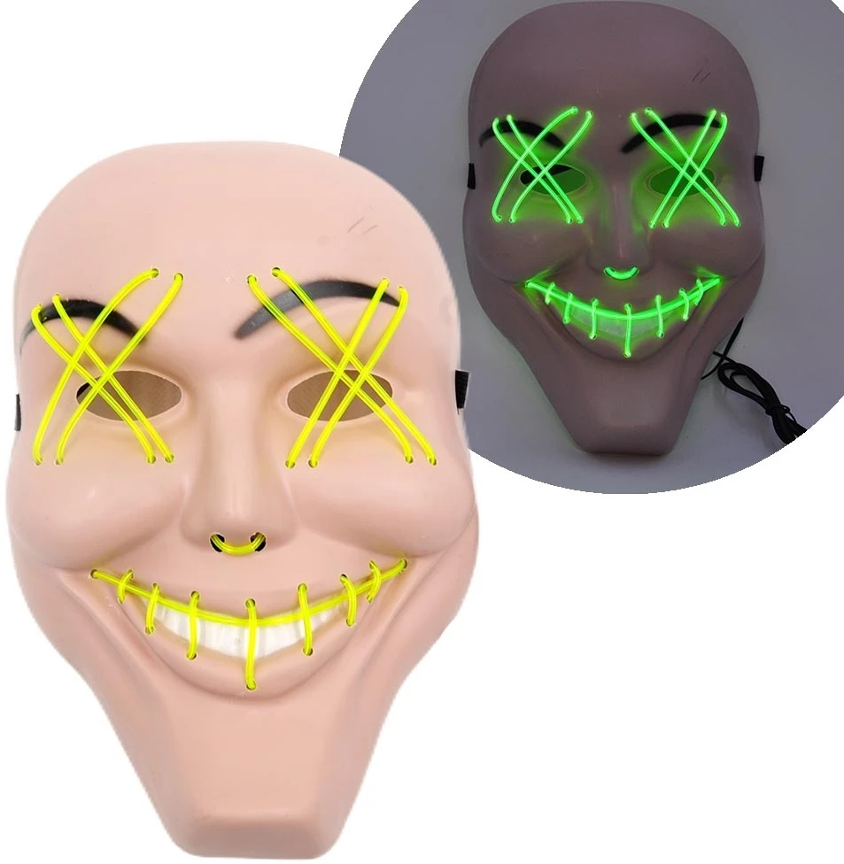 LED šviečianti veido kaukė - Geltona