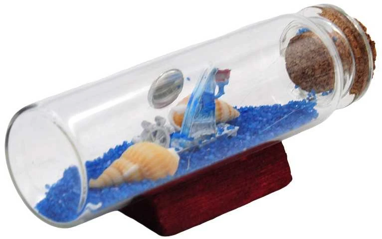 Magnetukas buteliukas su laiveliu - Žalia