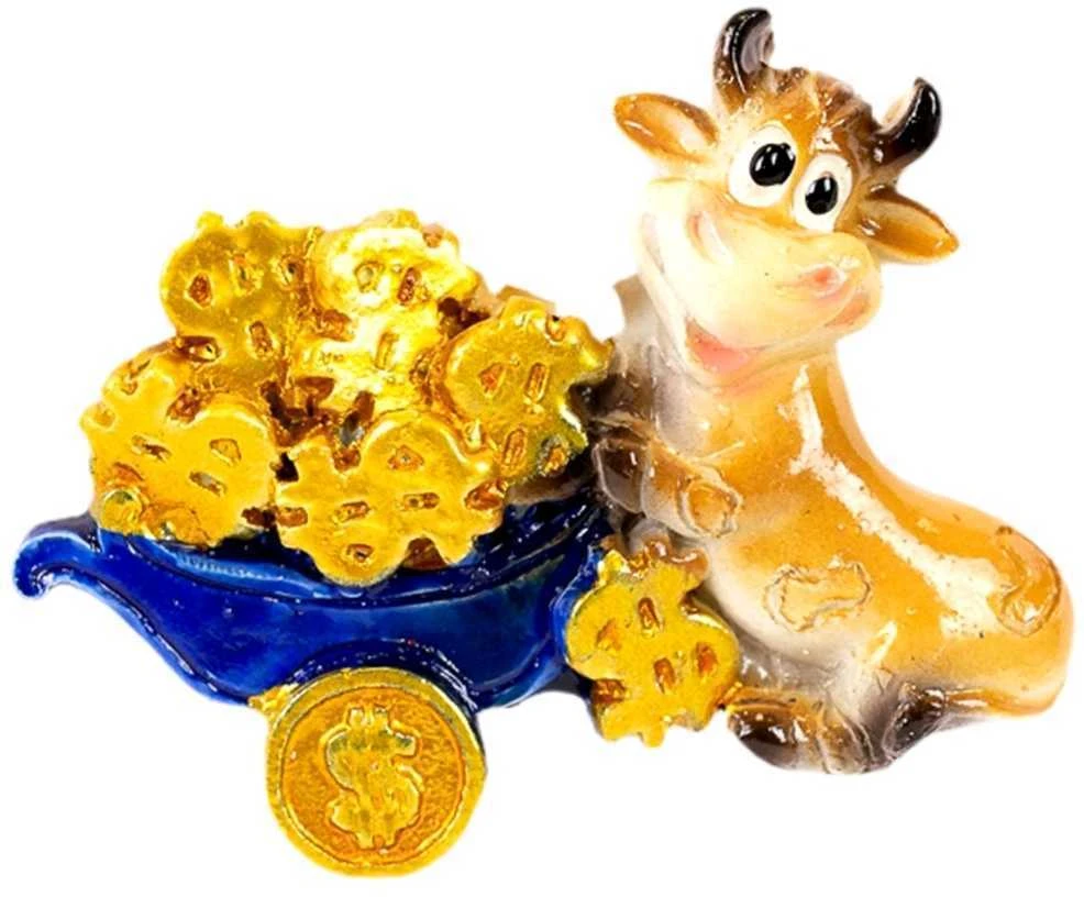 Magnetukas Jautukas su karučiu - Oranžinė