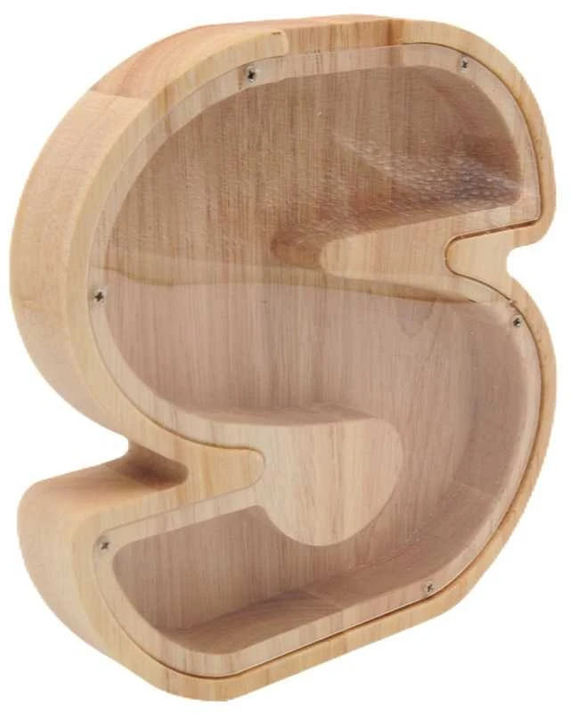 Medinė taupyklė "Raidė-S", 18 cm