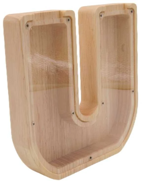 Medinė taupyklė "Raidė-U", 18 cm