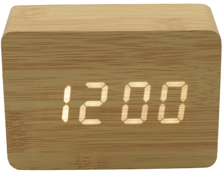 Medinio dizaino LED žadintuvas, h 7 cm - Tamsiai ruda