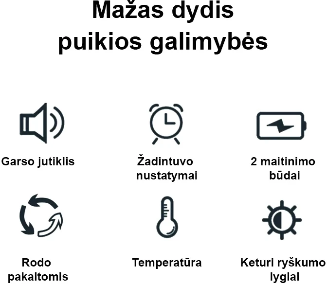 Medinio dizaino LED žadintuvas, h 7 cm - Tamsiai ruda