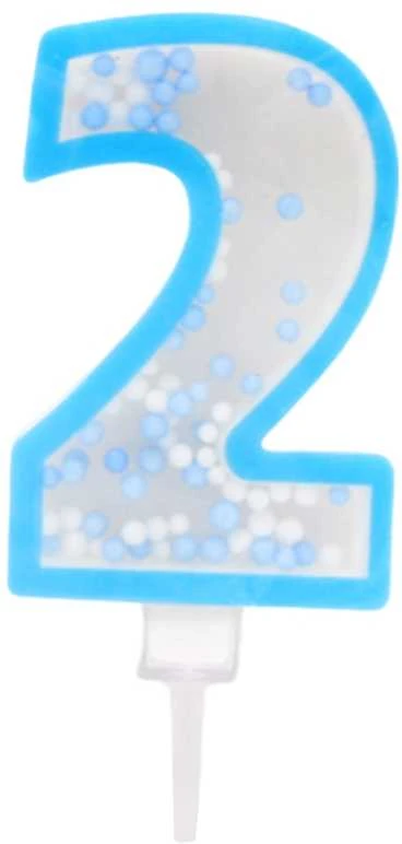 Mėlyna žvakutė tortui skaičius "2"