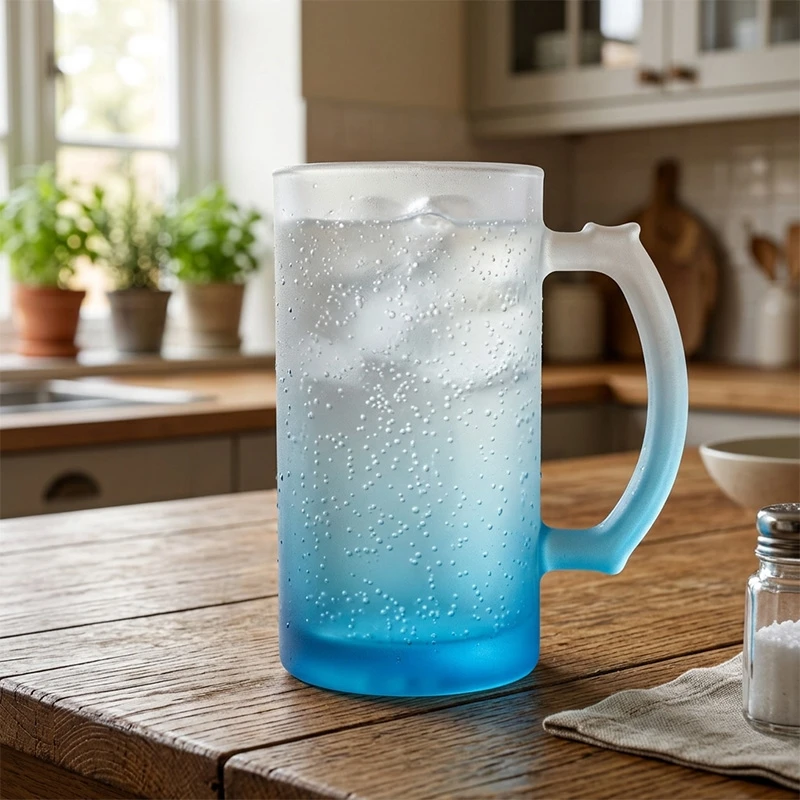 Mėlynas matinio stiklo bokalas, 500 ml