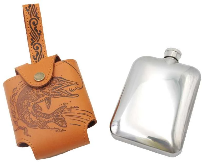 Metalinė gertuvė odiniame dėkle, 167 ml