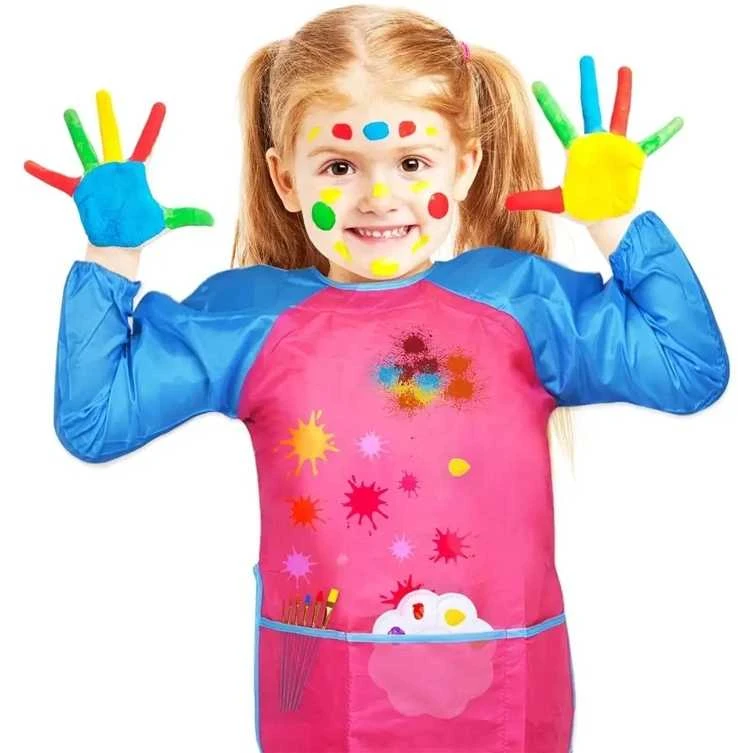 Neperšlampama prijuostė vaikams (4-8 m.) - Rožinė