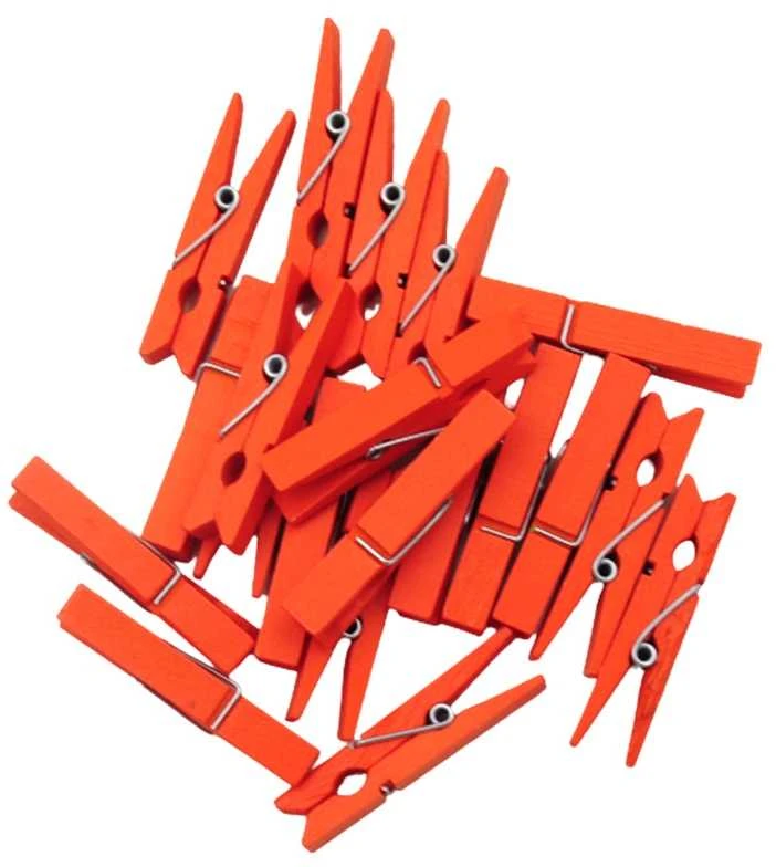 Oranžiniai mediniai segtukai, 4,5 cm