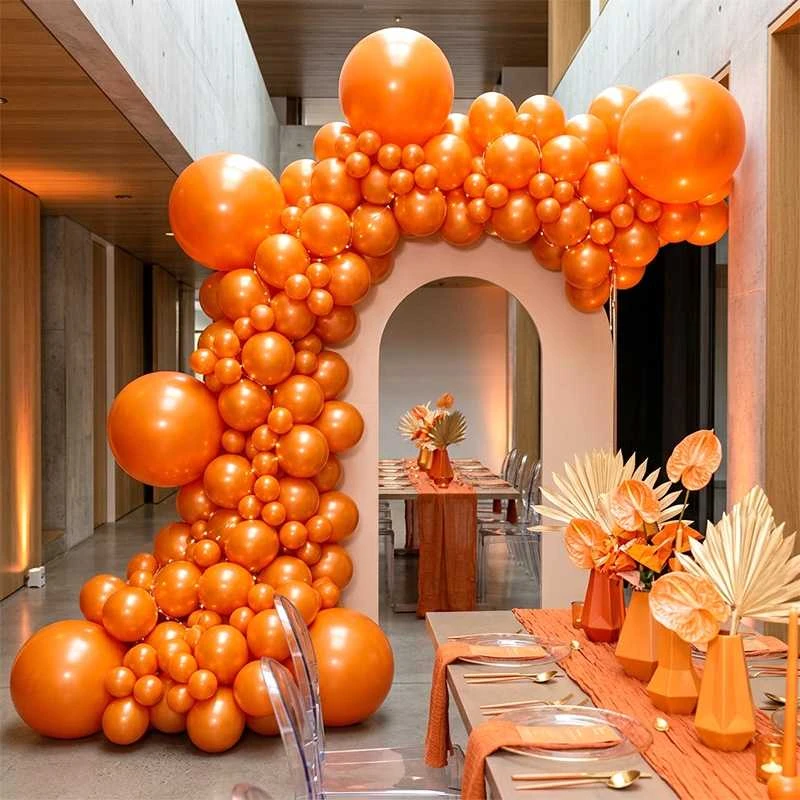 Oranžiniai perlamutriniai balionai, 100 vnt.