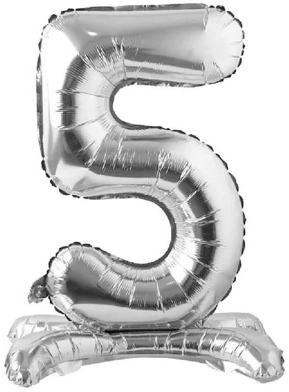 Sidabrinis pastatomas balionas - skaičius 5, 81 cm