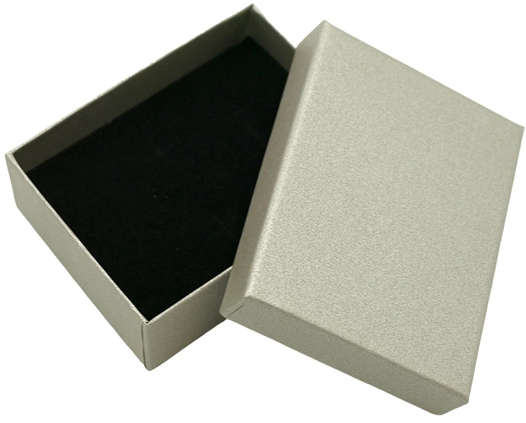 Pilka popierinė dovanų dėžutė papuošalams, 7x9 cm