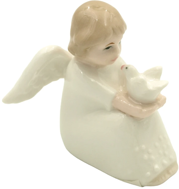 Porceliano angelo statulėlė su balandžiu, h 5,5 cm
