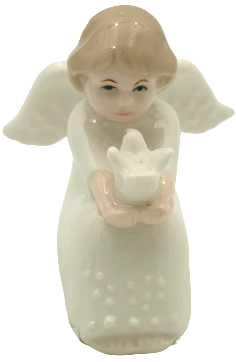 Porceliano angelo statulėlė su balandžiu, h 5,5 cm